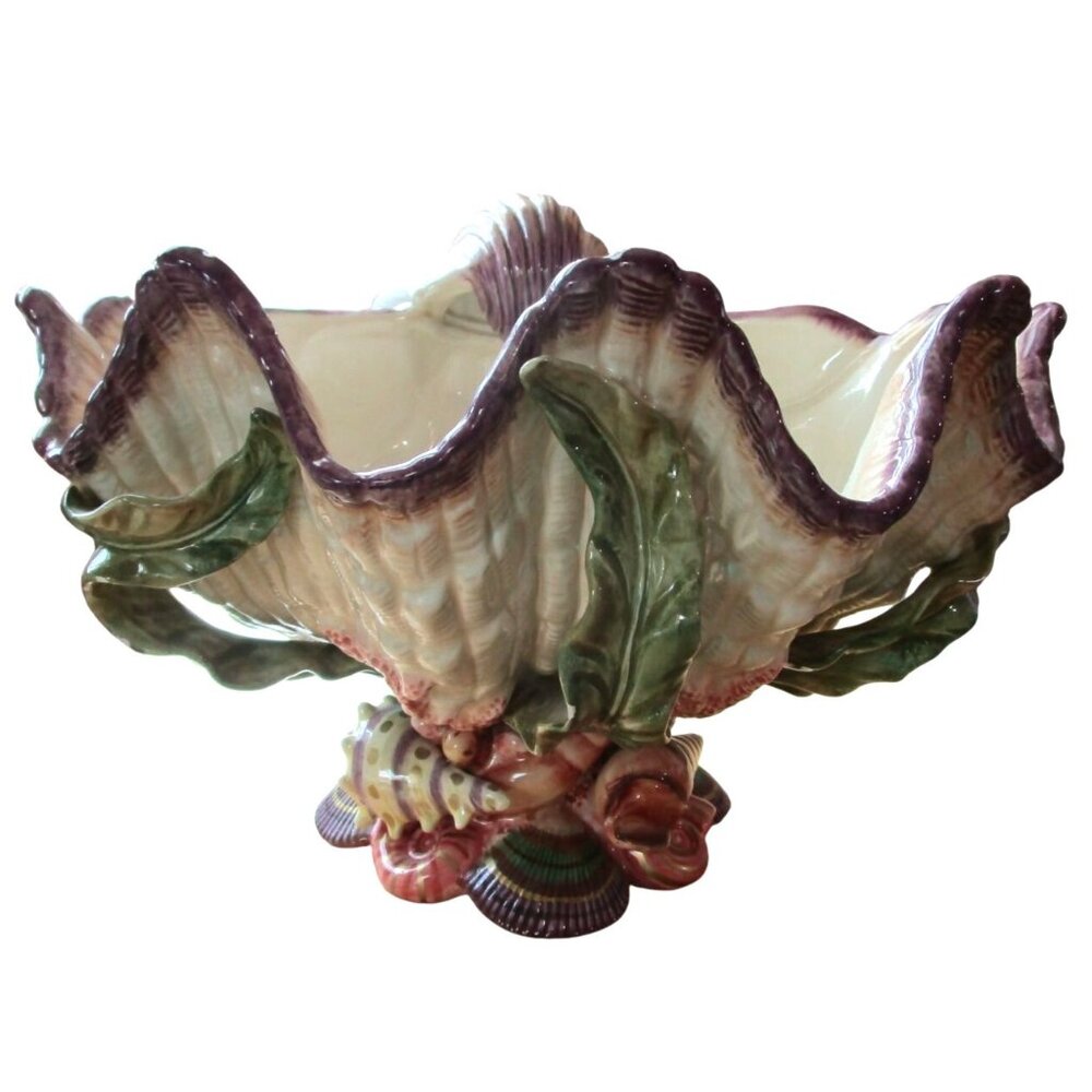 Vintage Fitz & Floyd Oceana Shell  Centerpiece Bowl Y2K Retired GUC Small Chips